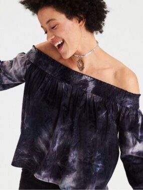 American Eagle Off-Shoulder Tie-Dye Blouse